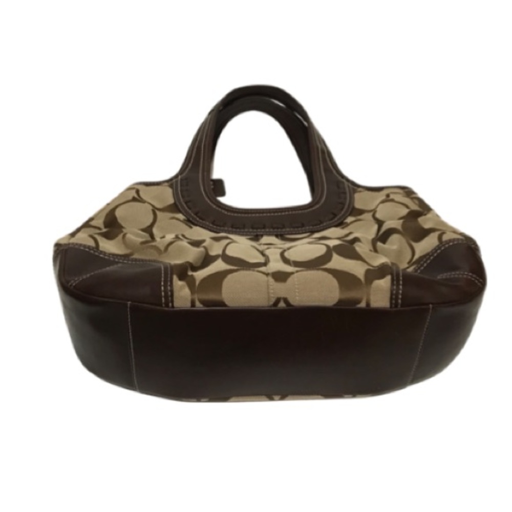 Coach Brown Signature Canvas Shoulder Bag with Dark Brown Leather Trim - Picture 11 of 11